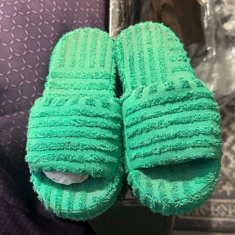 Bottega Veneta Terry Slides Green
